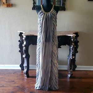 CHARMING CHARLIE BRADED STRAP COWL NECK STRIPE MAXI DRESS SIZE SMALL